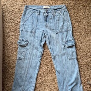 Hidden Tracey Light Blue Cropped Stretch Cargo straight leg Size 29